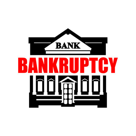 Bank bankruptcy sign. Bank collapse icon. vector illustrationのイラスト素材