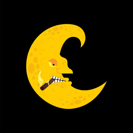 Crescent face isolated. moon with face. vector illustrationのイラスト素材