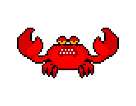 Crab pixel art isolated. 8 bit sea cancer red. pixelated Vector illustrationのイラスト素材