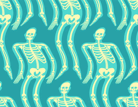 Ghost of transparent man with bones pattern seamless. spirit fly background