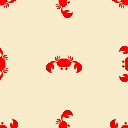 Crab pattern seamless. sea cancer red background. baby fabric textureのイラスト素材