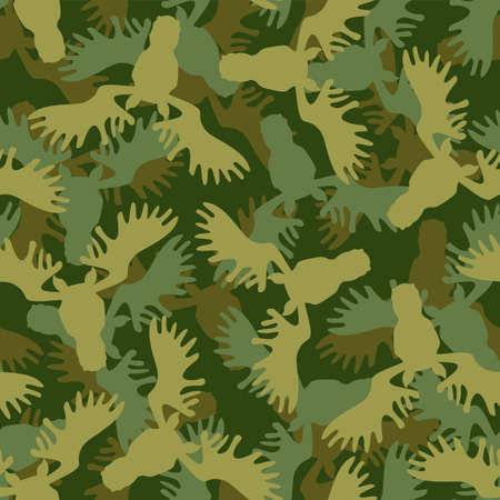 Elk military pattern seamless. Deer army background. hunting protective textureのイラスト素材
