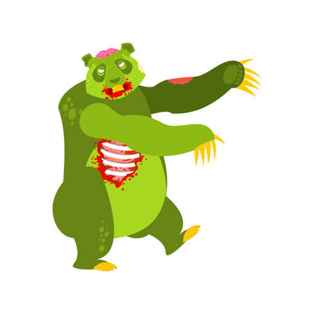 Zombie panda isolated. Zombie chinese bear. Beast revived dead . monster Vector illustrationのイラスト素材