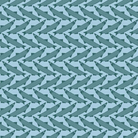 Anchovy pattern seamless. small shoaling fish background. vector textureのイラスト素材