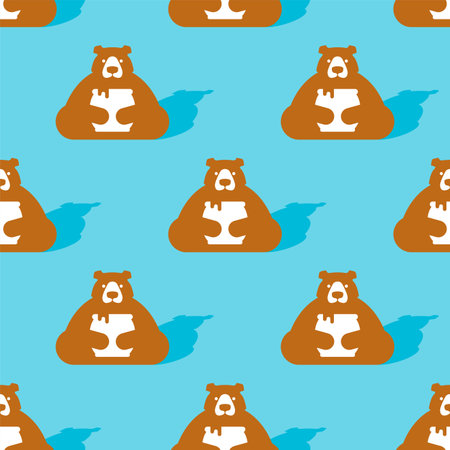 Bear and honey pattern seamless. vector backgroundのイラスト素材