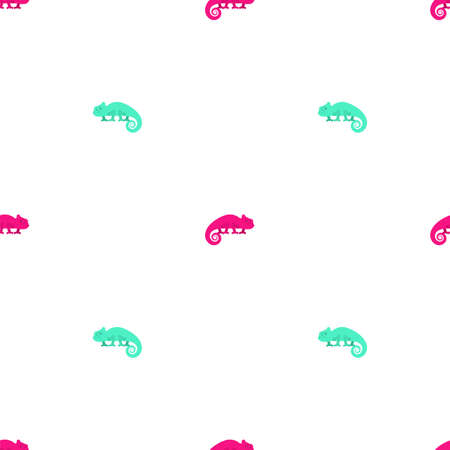 Chameleon pattern seamless. cartoon Reptile background. baby fabric textureのイラスト素材