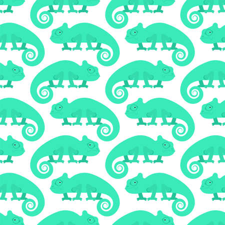 Chameleon pattern seamless. cartoon Reptile background. baby fabric textureのイラスト素材