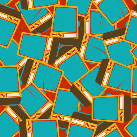 Retro TV pattern seamless. old tv background. vector textureのイラスト素材