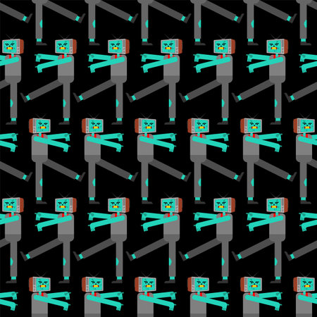 Zombie TV pattern seamless. Zombie television background. brainwashing concept. vector textureのイラスト素材
