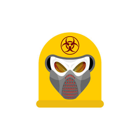 Biohazard Skull in mask. Skull in chemical protection helmet. post apocalypse sign. Apocalyptic iconsのイラスト素材