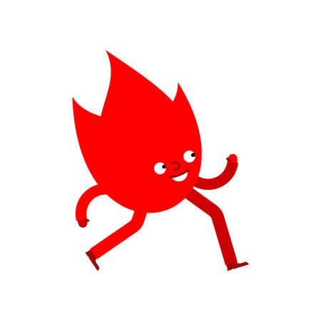running fire cartoon. Flame run isolated.