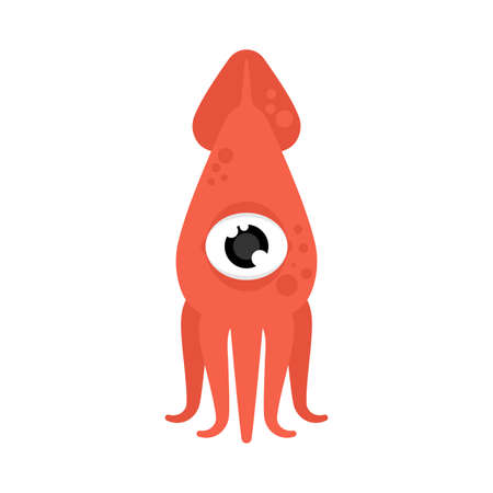 Squid cartoon isolated icon. cephalopod marine animal. vector illustrationのイラスト素材