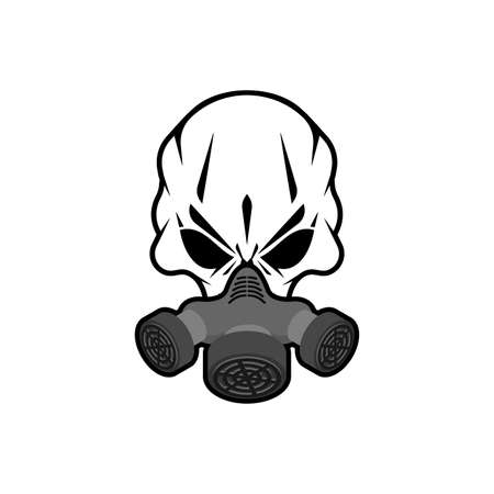 Biohazard Skull in mask. Skull in chemical protection helmet. post apocalypse sign. Apocalyptic iconsのイラスト素材