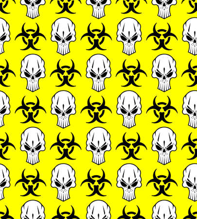 Biohazard and slull pattern seamless. Nuclear danger background. texture.のイラスト素材