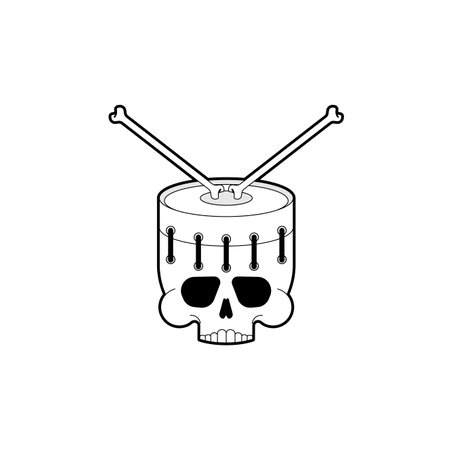 Skull drum from bones. Skeleton trommel. vector illustrationのイラスト素材