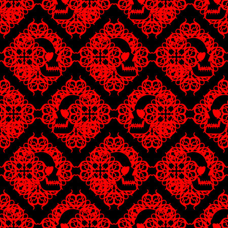 Traditional ornament and skull Pattern seamless. vector backgroundのイラスト素材