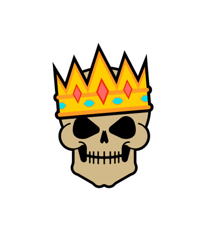king skull. Head of skeleton in crown. vector illustrationのイラスト素材
