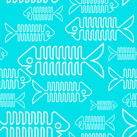 Fish skeleton Pattern seamless. fish bones background. baby fabric textureのイラスト素材
