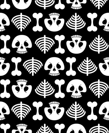 Skull cartoon Pattern seamless. funny skeleton background. bone textureのイラスト素材