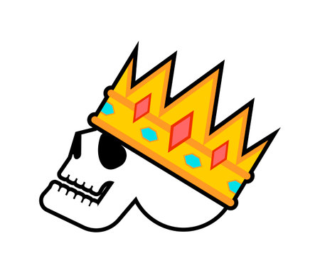 king skull. Head of skeleton in crown. vector illustrationのイラスト素材