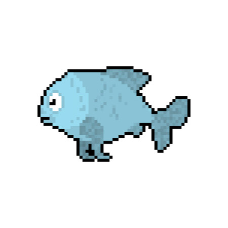fish pixel art. 8bit carp. pixelated Vector illustrationのイラスト素材