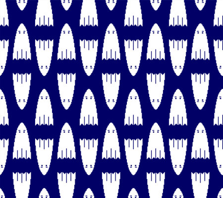 Ghost Pixel art Pattern seamless. 8 bit spook Background. pixelated vector texture halloweenのイラスト素材