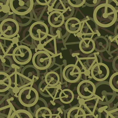 Bike military pattern seamless. bicycle army Background. Protective texture for soldiers and huntersのイラスト素材