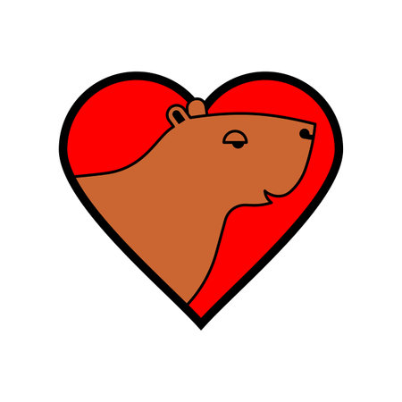 Capybara love. guinea pig and heart. vector illustrationのイラスト素材