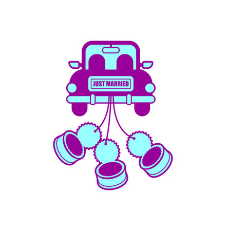 Just married car sign. Newlyweds car iconのイラスト素材