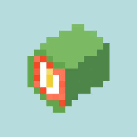 Sushi rolls pixel art isolated. 8 bit Traditional Japanese food. pixelated Vector illustrationのイラスト素材