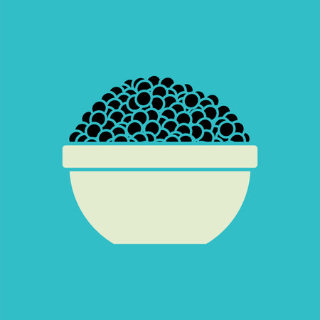 Black caviar in plate isolated. fish delicacy. vector illustrationのイラスト素材