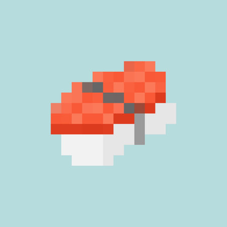 Sushi rolls pixel art isolated. 8 bit Traditional Japanese food. pixelated Vector illustrationのイラスト素材