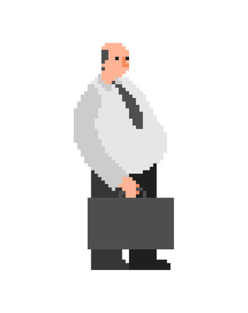office clerk pixel art. 8 bit middle management office employee. pixelated Vector illustrationのイラスト素材