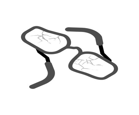 Broken glasses isolated. cracked performances. vector illustrationのイラスト素材