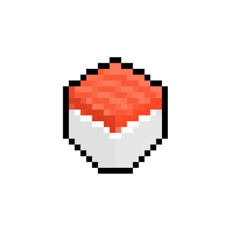 Sushi pixel art isolated. rolls 8 bit Traditional Japanese food. pixelated Vector illustrationのイラスト素材