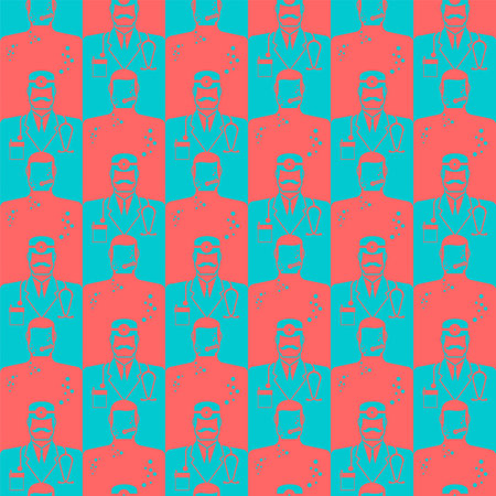 Doctor and patient pattern seamless. Ill and doctor background.