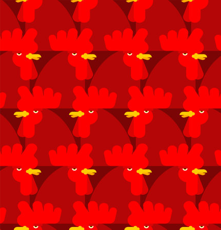 Red rooster pattern seamless. Red cock background. Ornament of kids fabricのイラスト素材