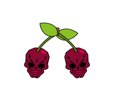 Cherry Skull isolated. Cherries skeleton head. vector illustrationのイラスト素材