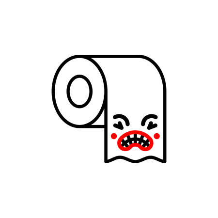 Toilet paper angry. Concept of unwillingness to do one's jobのイラスト素材