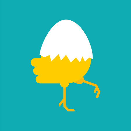 Chicken with shell isolated. farm bird.のイラスト素材