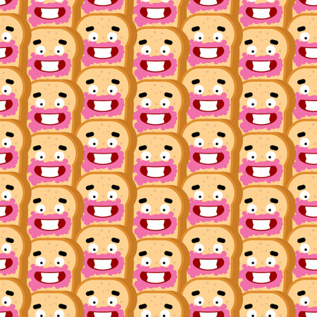 Piece of bread and jam pattern seamless. bread backgroundのイラスト素材