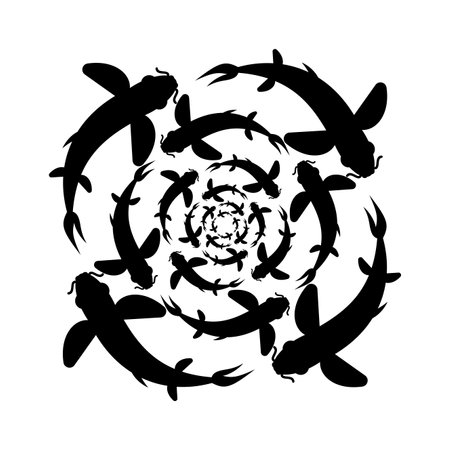 Chinese fish carp flock. vector illustrationのイラスト素材