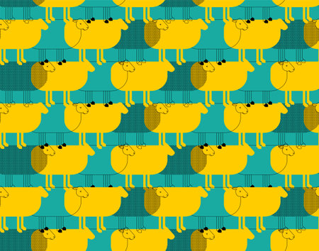 Sheep pattern seamless. ewe background. Ornament of kids fabricの写真素材