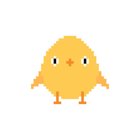 Chicken pixel art isolated. 8 bit Little chicken pixelated Vector illustrationのイラスト素材
