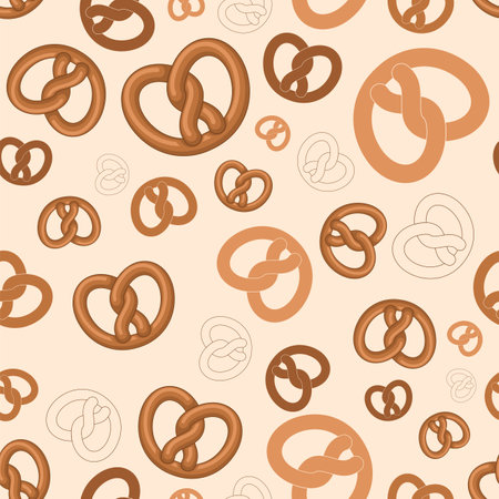 Bretzel pattern seamless. german bakery food background. vector textureのイラスト素材
