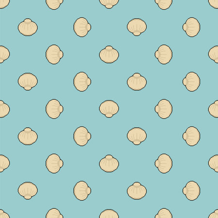 Chinese dumplings pixel art pattern seamless. 8 bit food pixelated backgroundのイラスト素材