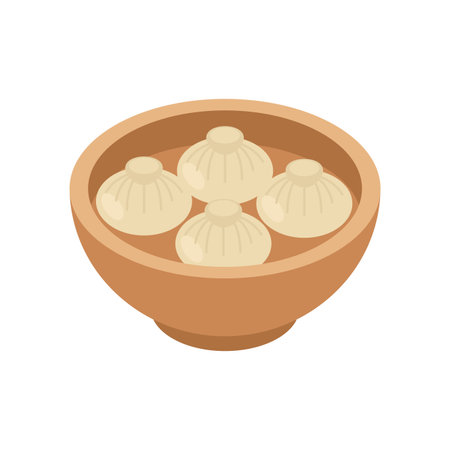 Dumplings in bowl isolated. Chinese dumplings in plateのイラスト素材