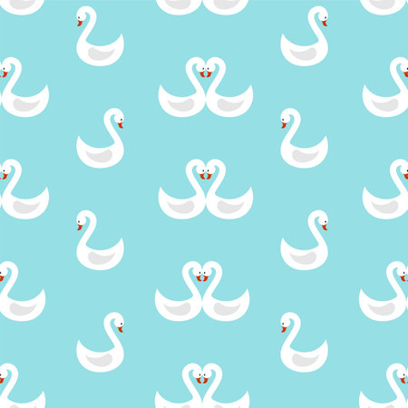 Two swans symbol of love pattern seamless. vector backgroundのイラスト素材