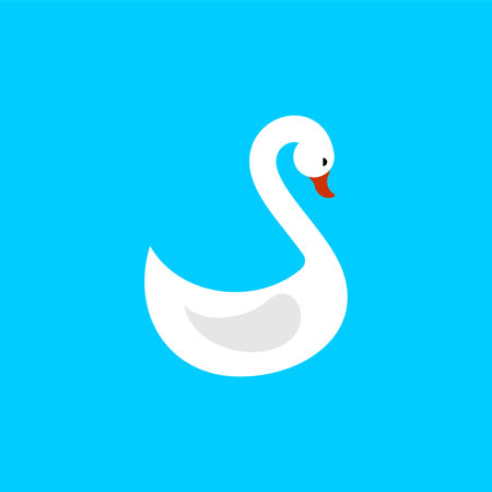 White Swan isolated. Waterfowl vector illustrationのイラスト素材