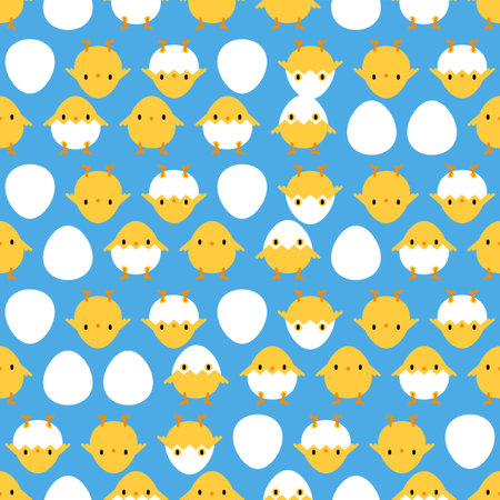 Chicken cartoon cute pattern seamless. Little chicken background. baby fabric textureのイラスト素材